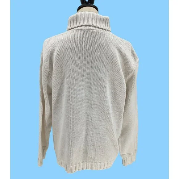 Vintage Ivory Turtleneck Pullover Sweater With Snowflake Knit Design Size M - Picture 5 of 10